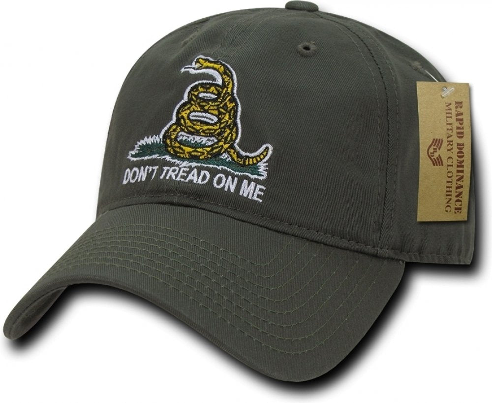 Relaxed Graphic Cap, Gadsden Flag, Olive