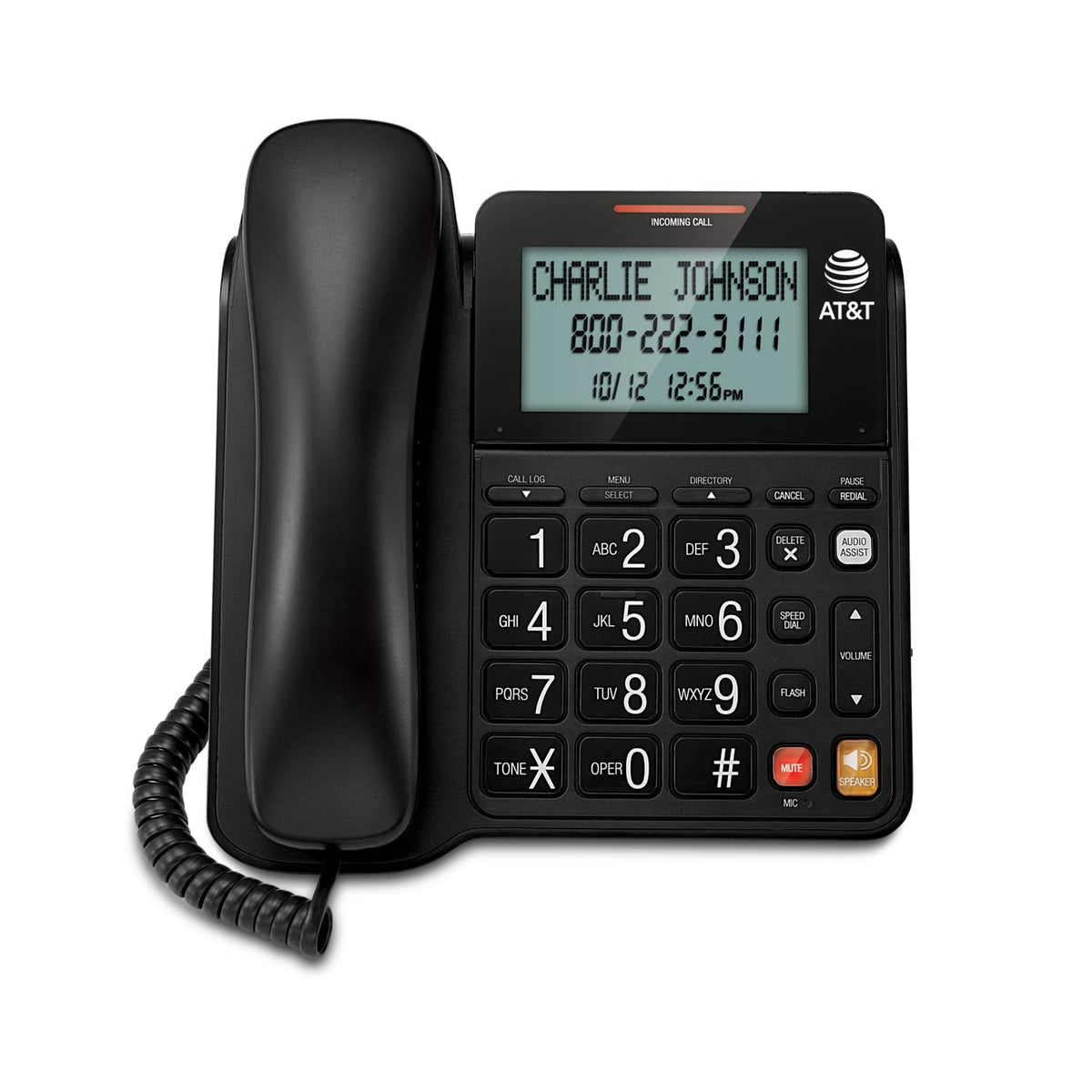 At&T Cl2940 Corded Phone With Speakerphone, Extra-Large Tilt Display/Buttons, Caller Id/Call Waiting And Audio Assist, Black
