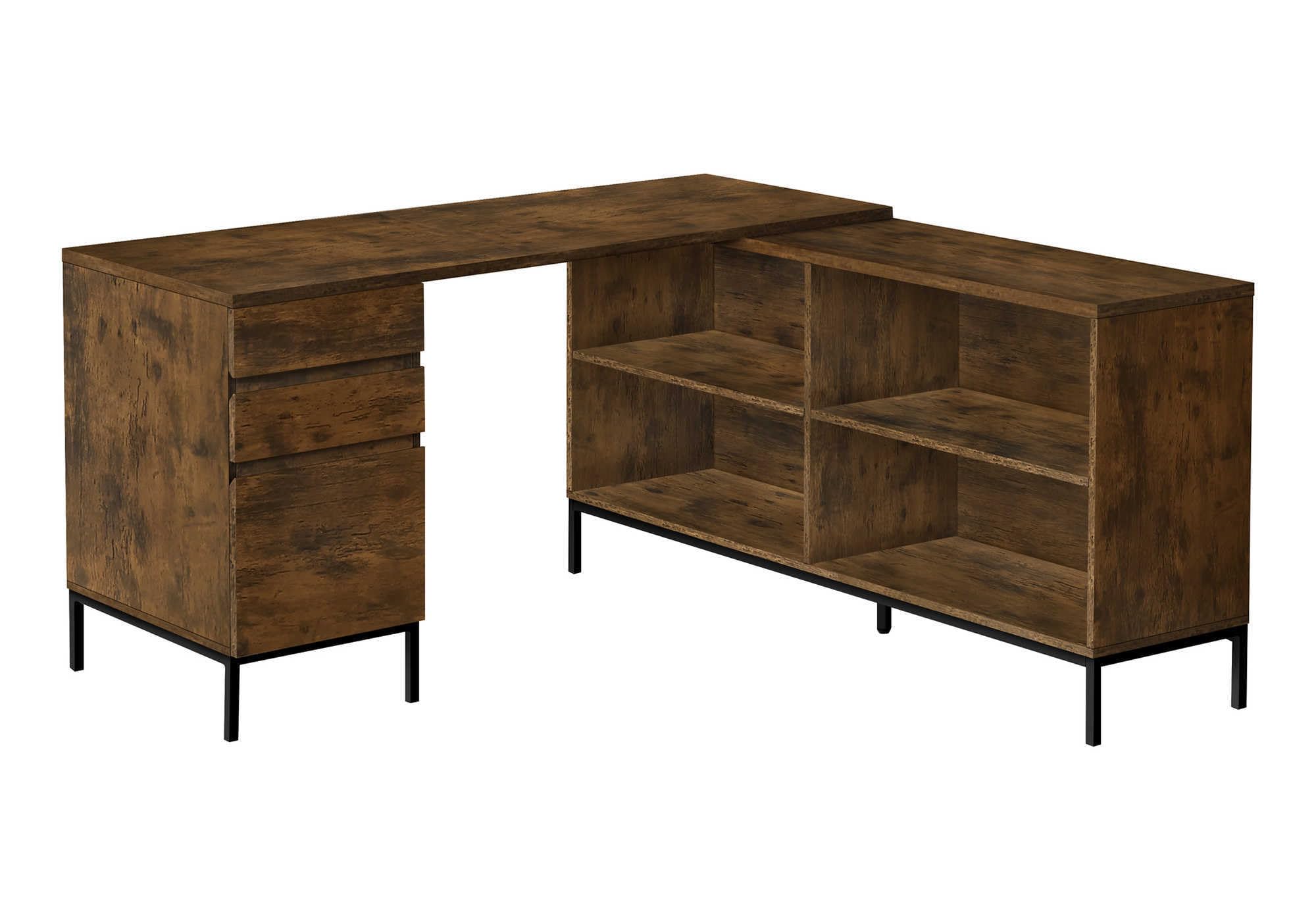 COMPUTER DESK - 60L / RUSTIC BROWN L-SHAPED CORNER