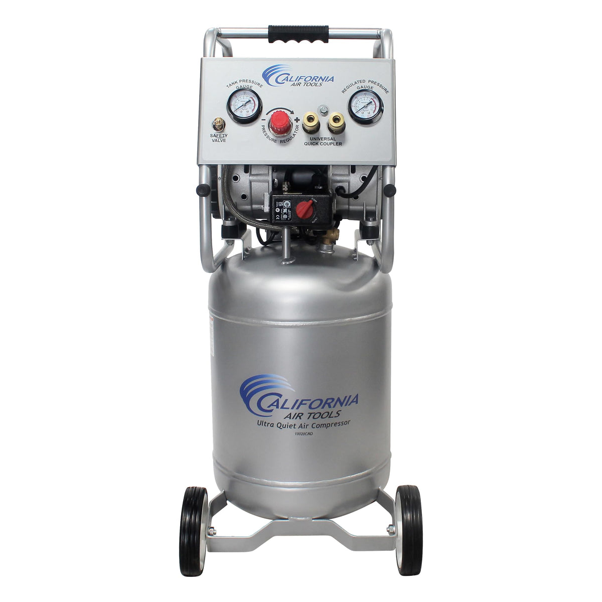 California Air Tools 10020Cad 2.0 Hp Ultra Quiet And Oil-Free Air Compressor, 10 Gallon Steel Tank With Wheels, 70 Dba Noise Lev