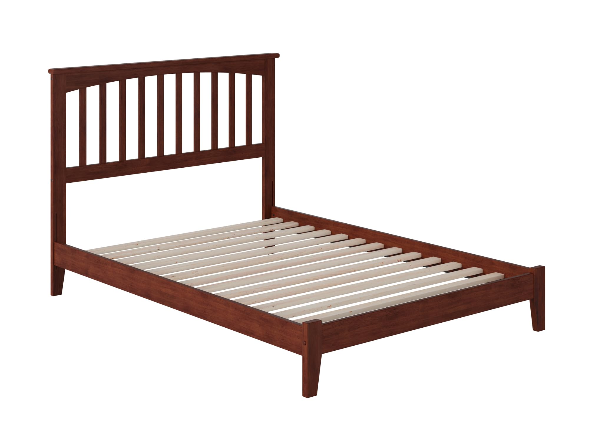 Mission Full Low Profile Solid Wood Platform Bed Frame in Walnut