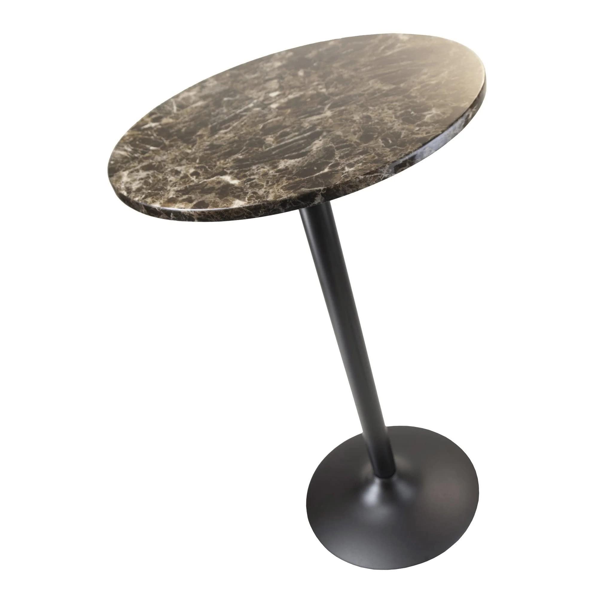 Casafoyer Elegant Faux Marble Pub Table with Black Metal Accents