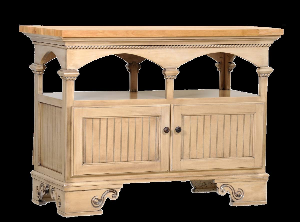 Poplar Kitchen Island in European Ivory with Oak Top