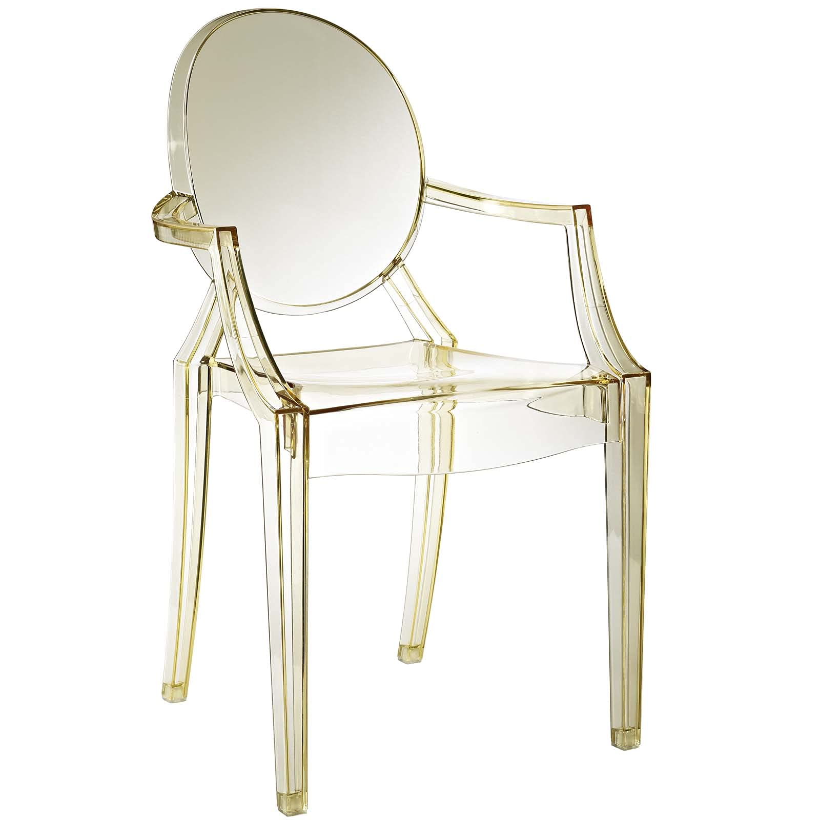 Modway Casper Modern Acrylic Stacking Kitchen And Dining Room Arm Chair In Yellow - Fully Assembled