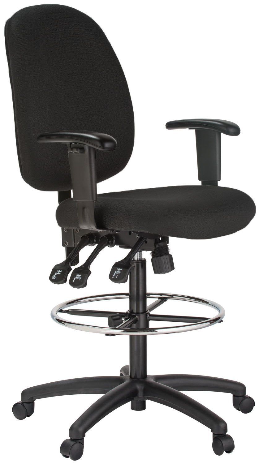 Extra Tall Ergonomic Drafting Chair - Black Fabric