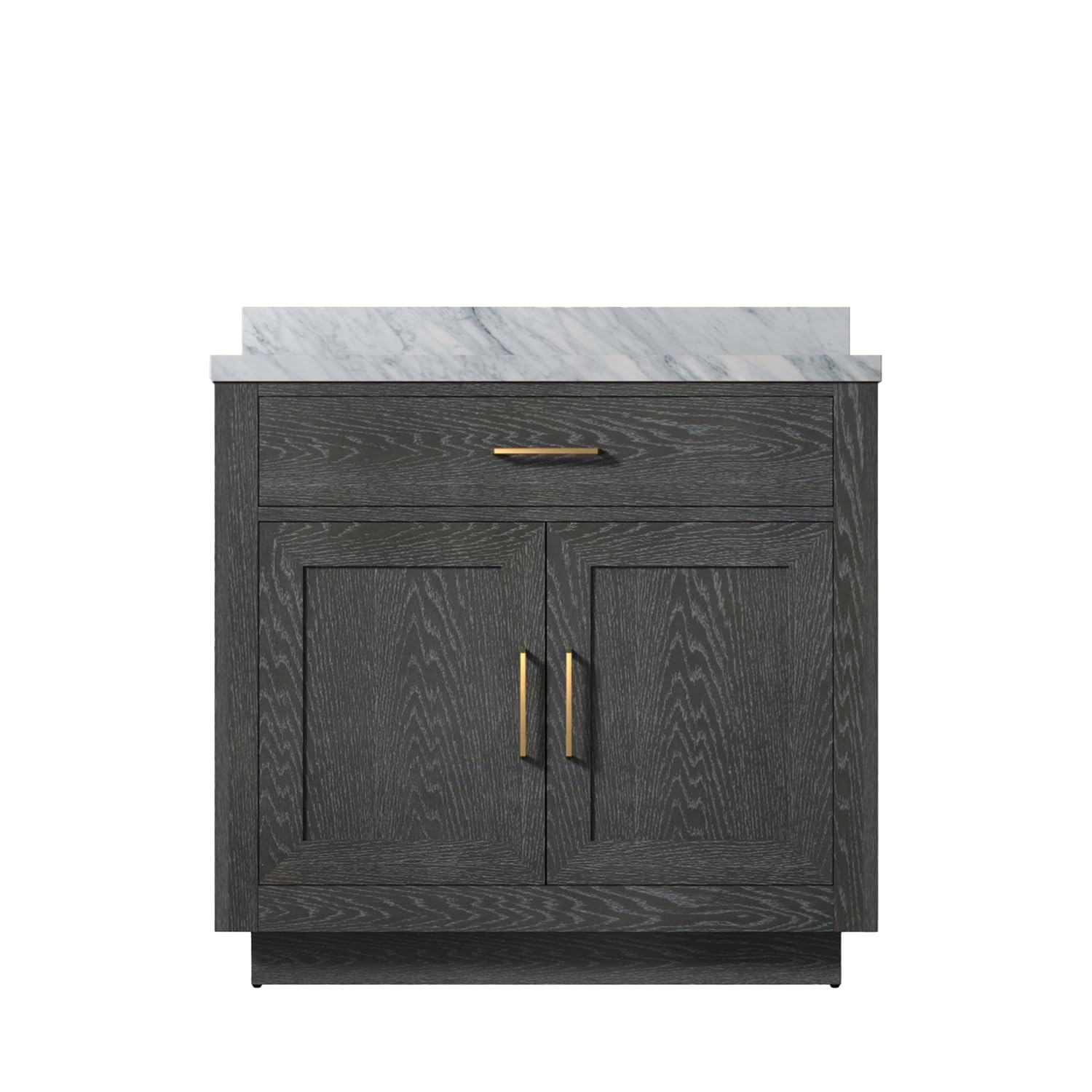 Abbey 36 in W x 22 in D Black Oak Single Bath Vanity and Carrara Marble Top