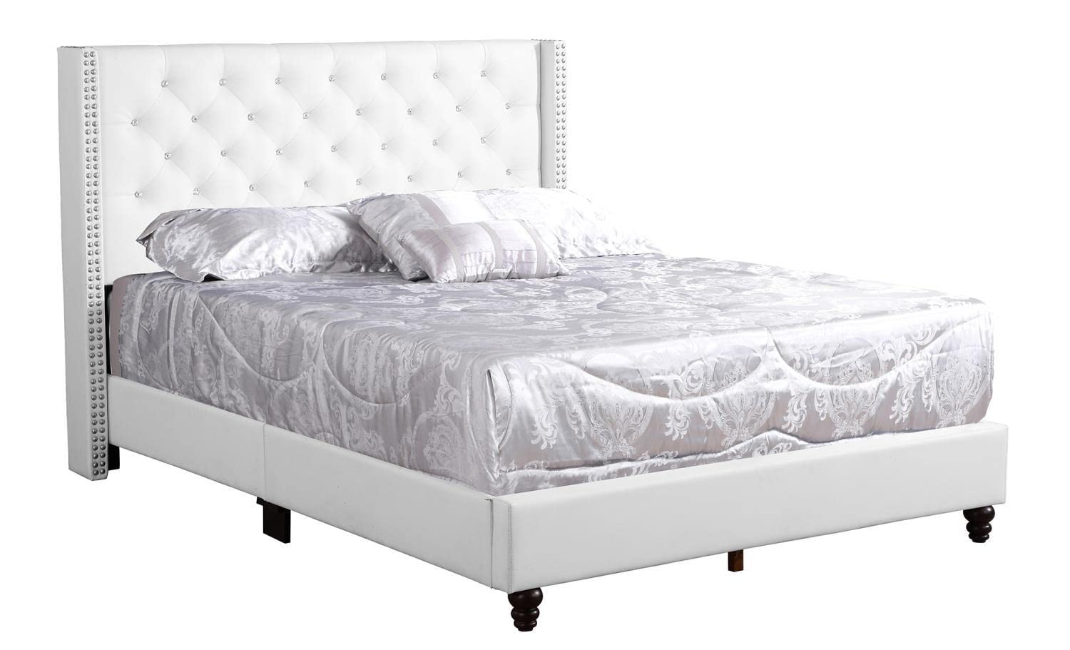 Julie White Tufted Upholstered Low Profile Full Panel Bed
