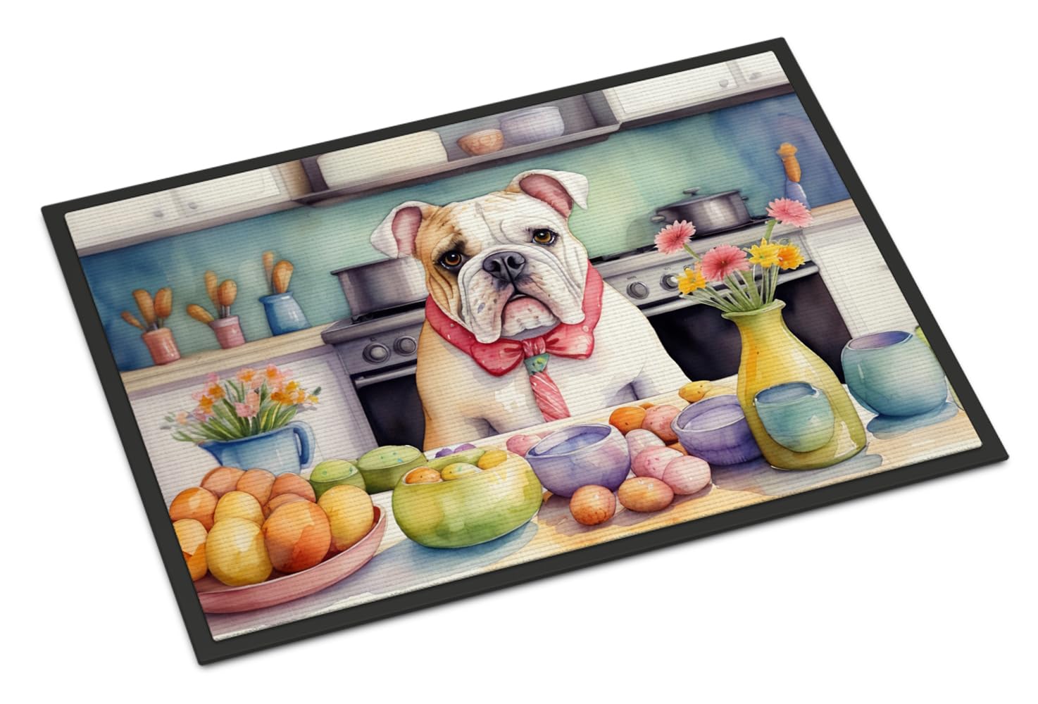 Carolines Treasures DAC6805MAT Decorating Easter English Bulldog Doormat Front Door Mat Indoor Outdoor Rugs for Entryway, Non Slip Washable Low Pile, 18H X 27W