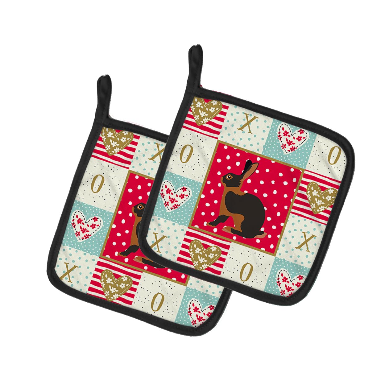 Tan Rabbit Love Pair of Pot Holders