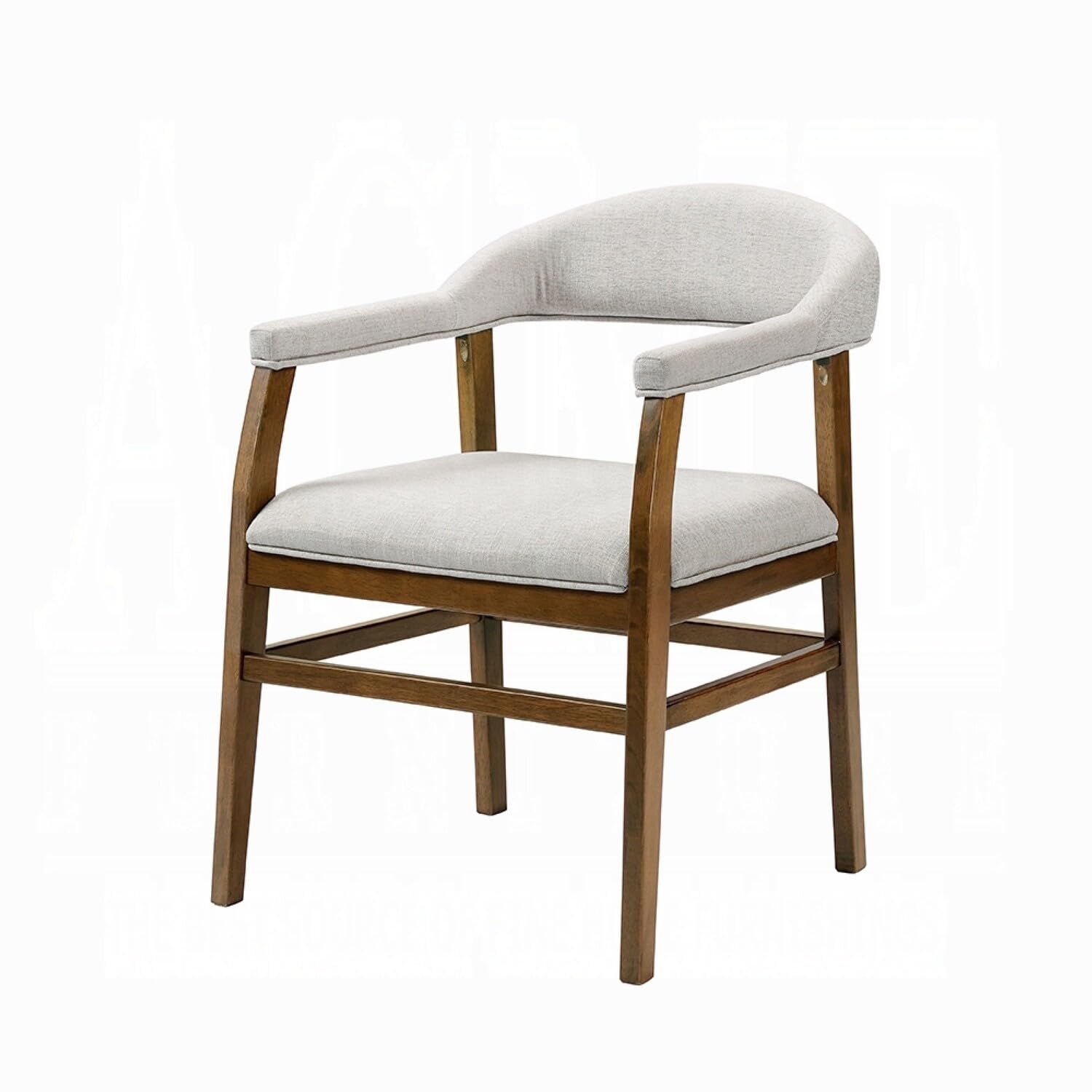 Dari Side Dining Chair Set of 2, Gray Fabric, Dark Walnut Brown Wood