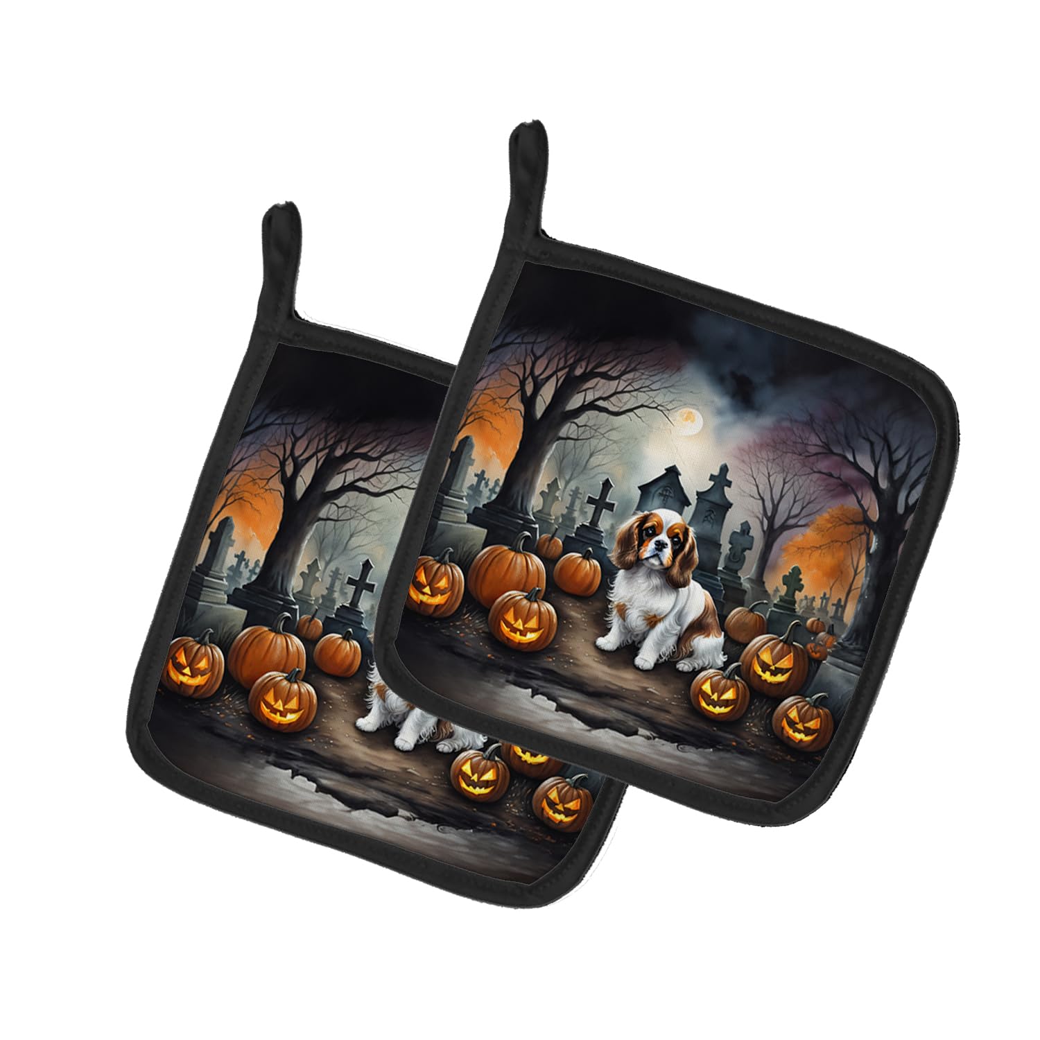 Cavalier Spaniel Spooky Halloween Pair of Pot Holders