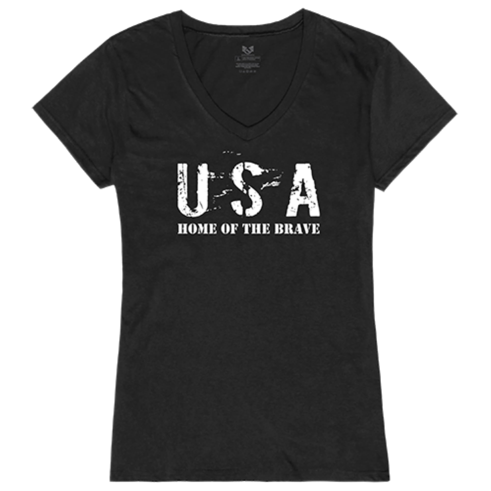 Graphic V-Neck, Home of T Brave, Black, S