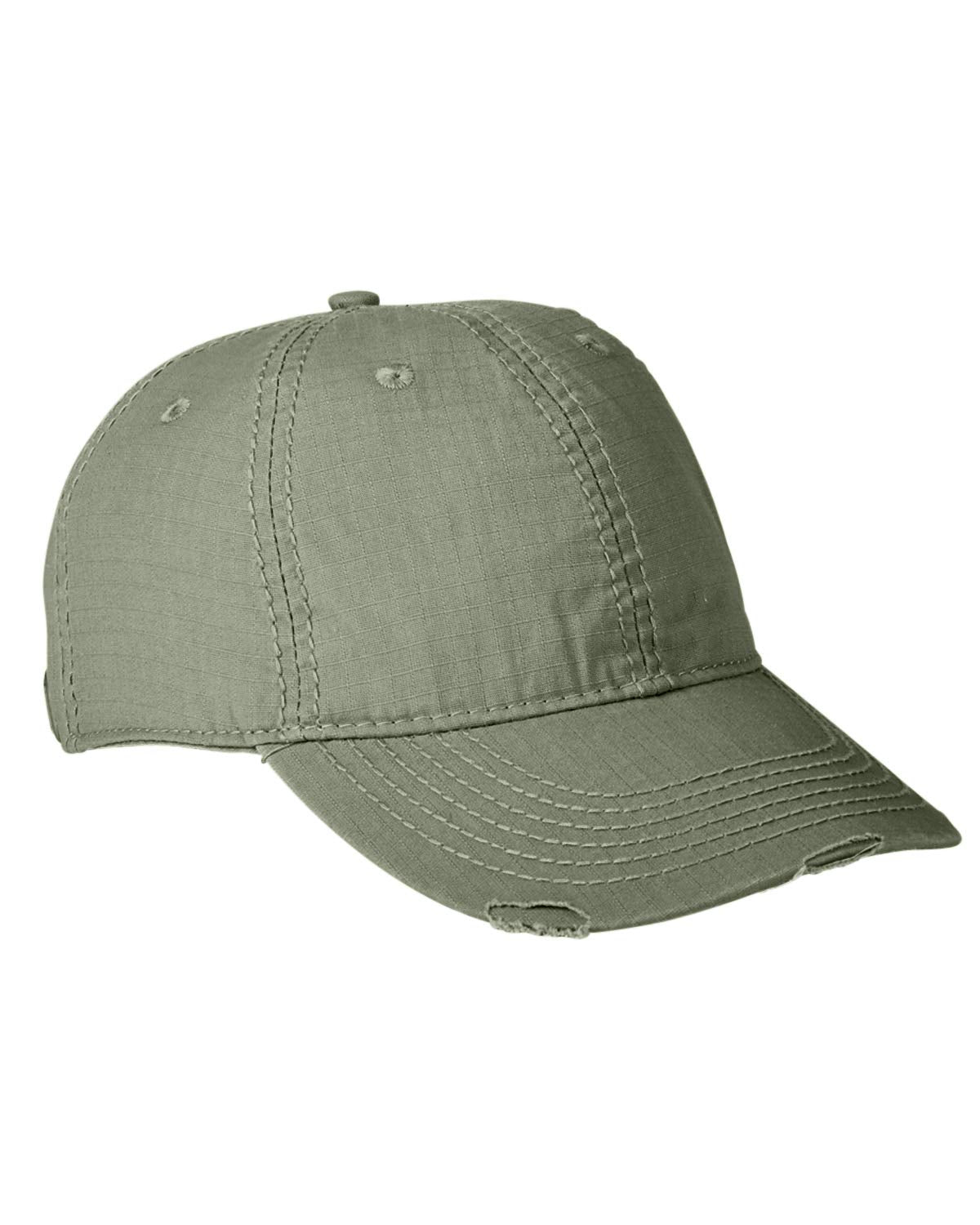 IM101 | IMAGE MAKER- Cotton Ripstop fabric, heavy enzyme wash, low profile, six panel, unstructured cap with distressed visor and self-fabric strap with silver grommet and buckle. - OLIVE