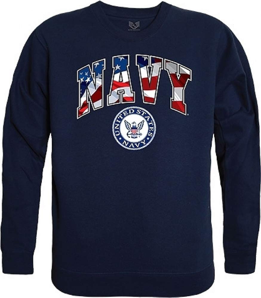 Graphic Crewneck, Flag Letr, USN, Navy, S