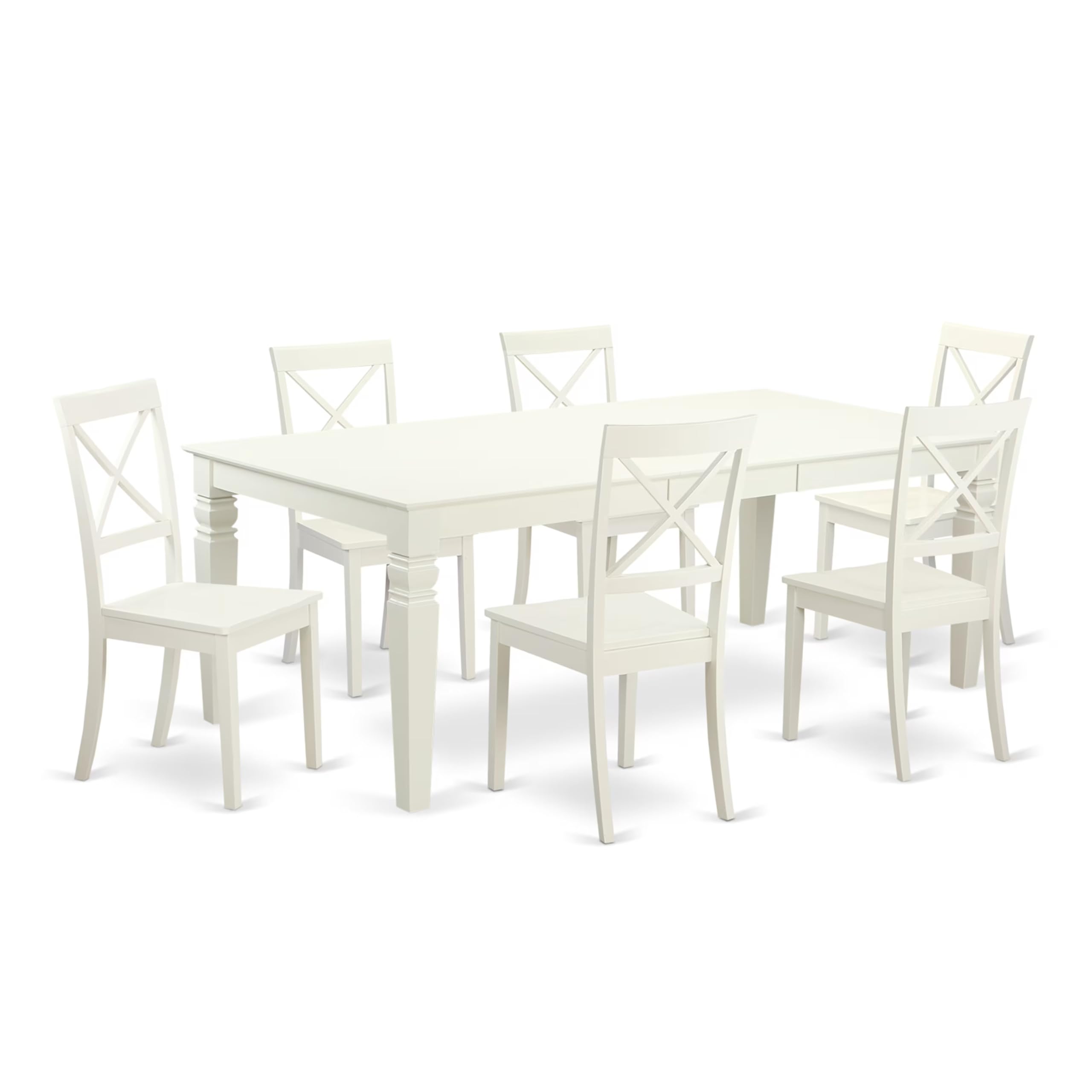 7  PC  Kitchen  Tables  and  chair  set  with  a  Table  and  6  Dining  Chairs  in  Linen  White