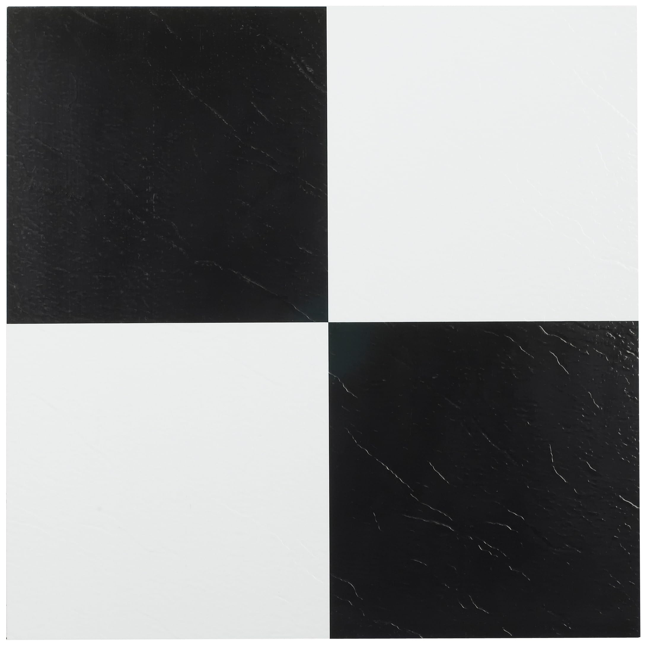 Sterling Black & White 12x12 Self Adhesive Vinyl Floor Tile - 45 Tiles/45 sq. Ft