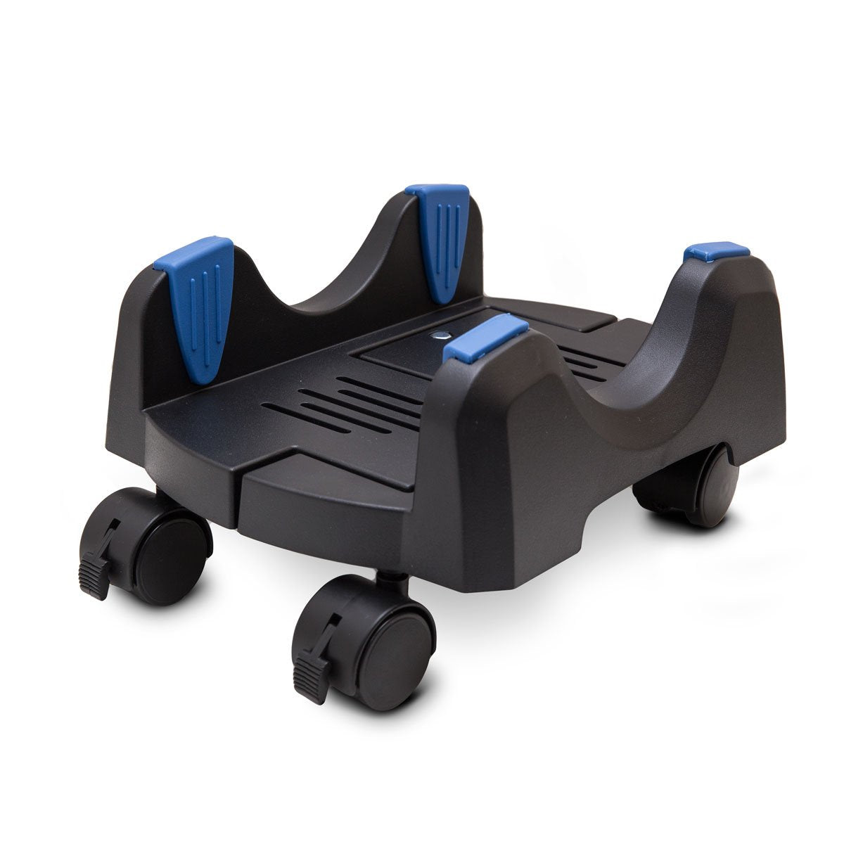 CS-8AK Unique Design Plastic CPU Stand for ATX Case, Adjustable Width from 5.7 to 9.7 (14.5cm to 24.5cm), with Caster Wheels, Black Color