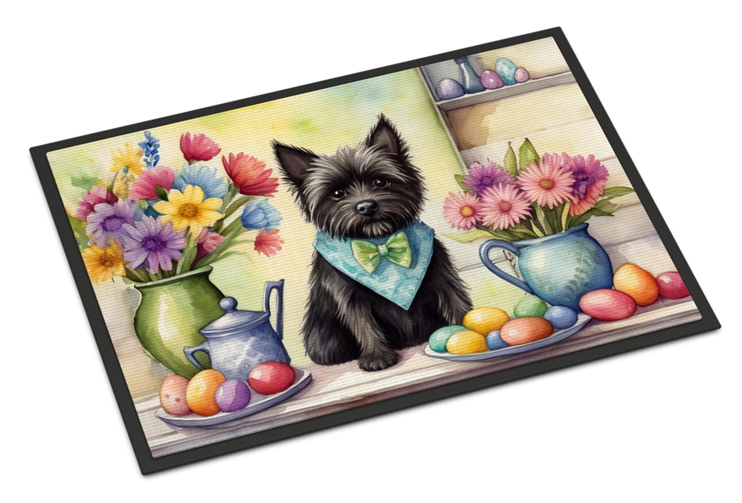 Carolines Treasures DAC6781MAT Decorating Easter Cairn Terrier Doormat Front Door Mat Indoor Outdoor Rugs for Entryway, Non Slip Washable Low Pile, 18H X 27W