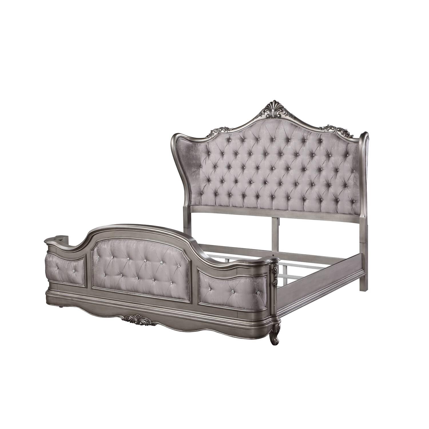 ACME Ausonia Queen Bed , Antique Platinum Finish