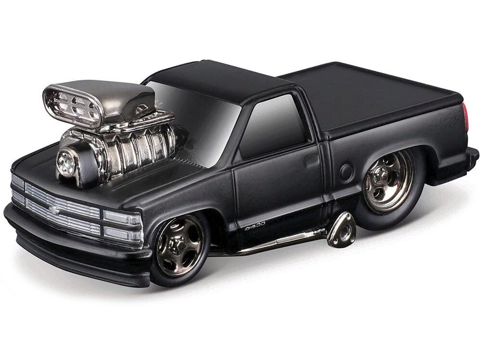 1993 Chevrolet 454 SS Pickup Truck Matt Black Blackout Edition 1/64 Diecast Model by Muscle Machines