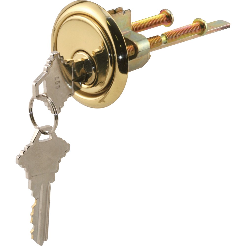 Prime-Line Gd 52139 Brass Diecast, Rim Cylinder Lock With Trim Ring, 5 Pin (Single Pack)