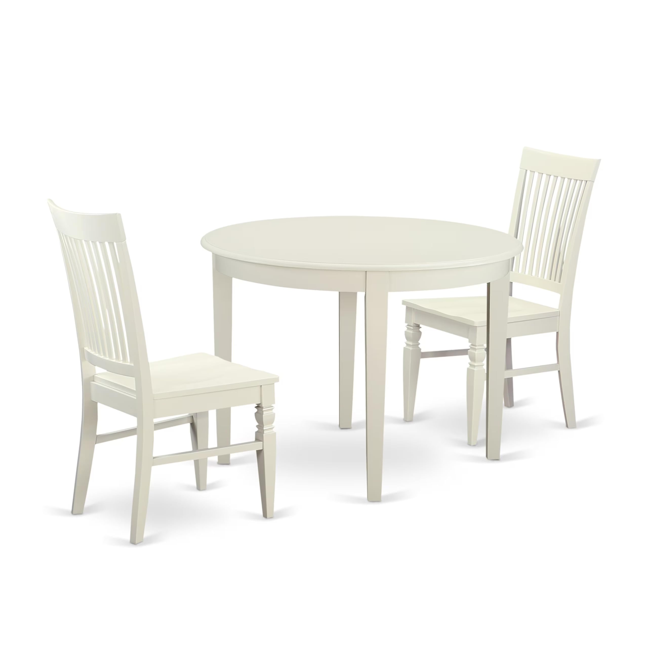 BOWE3-WHI-W 3 PC Table and chair set for 2-Dinette Table and 2 Kitchen Chairs