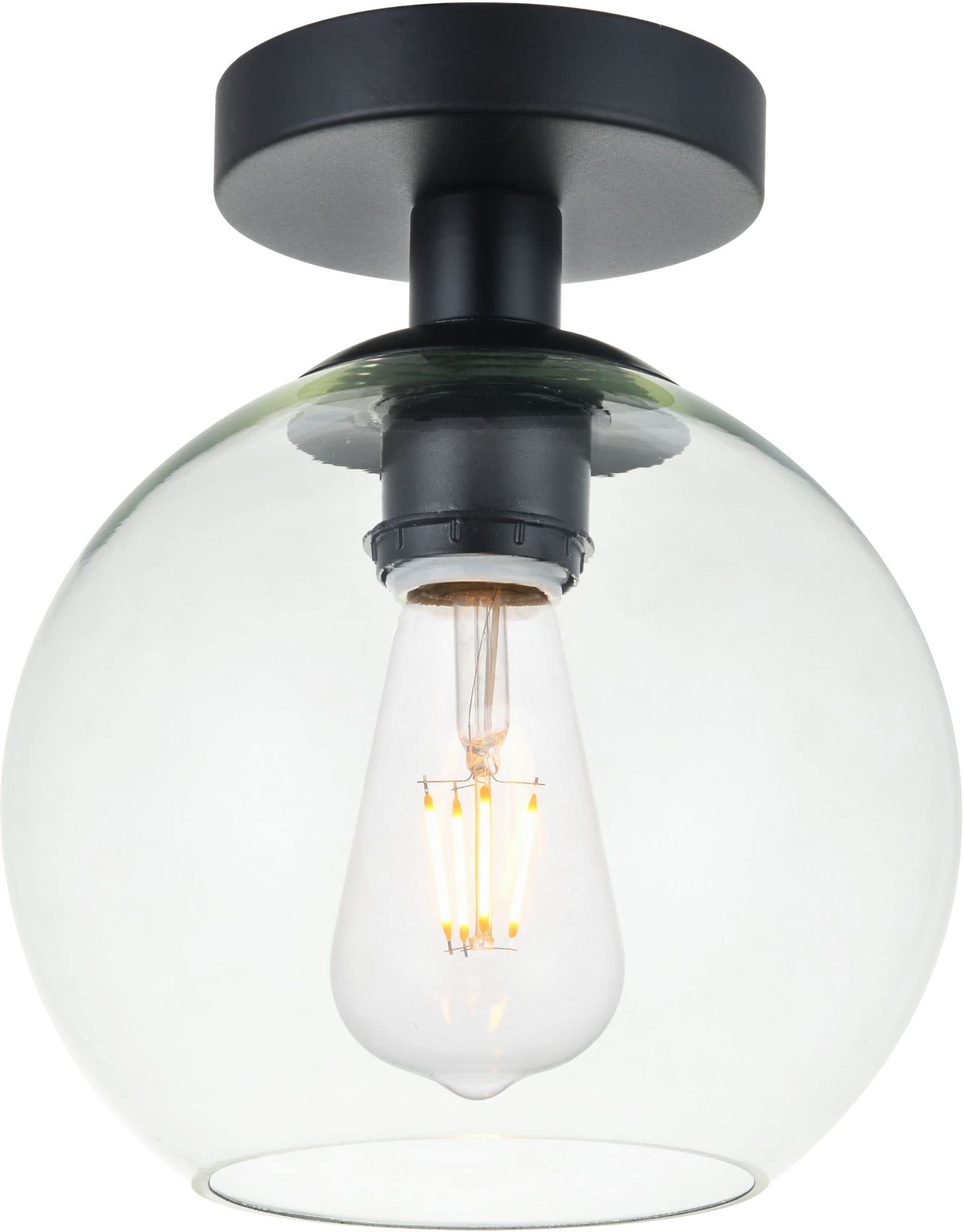 Baxter 1 Light Black Flush Mount With Clear Glass