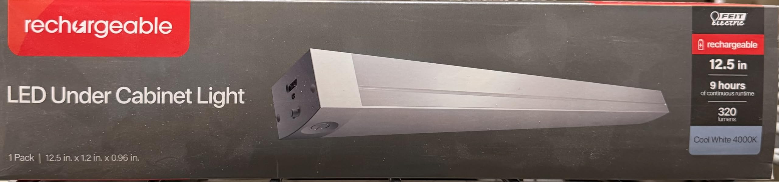 Feit 12.5 in. L White Battery Powered LED Under Cabinet Light Strip 320 lm, (Pack of 1)