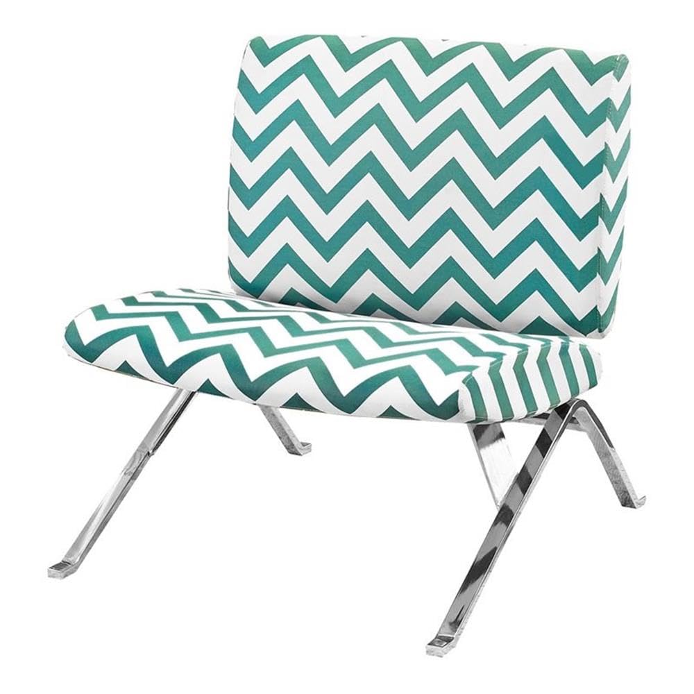 Accent Chair, Armless, Fabric, Living Room, Bedroom, Fabric, Metal, Green, Chrome, Contemporary, Modern
