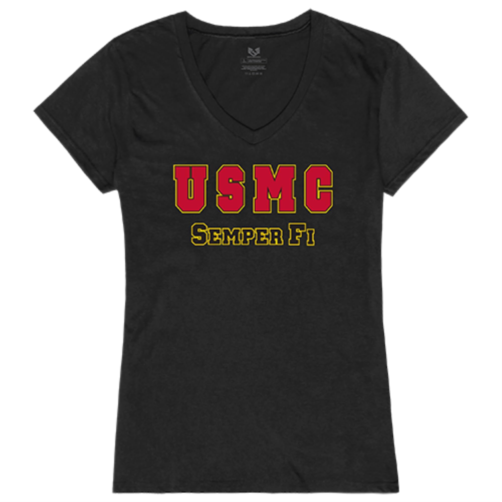 Graphic V-Neck, USMC, Black, 2X