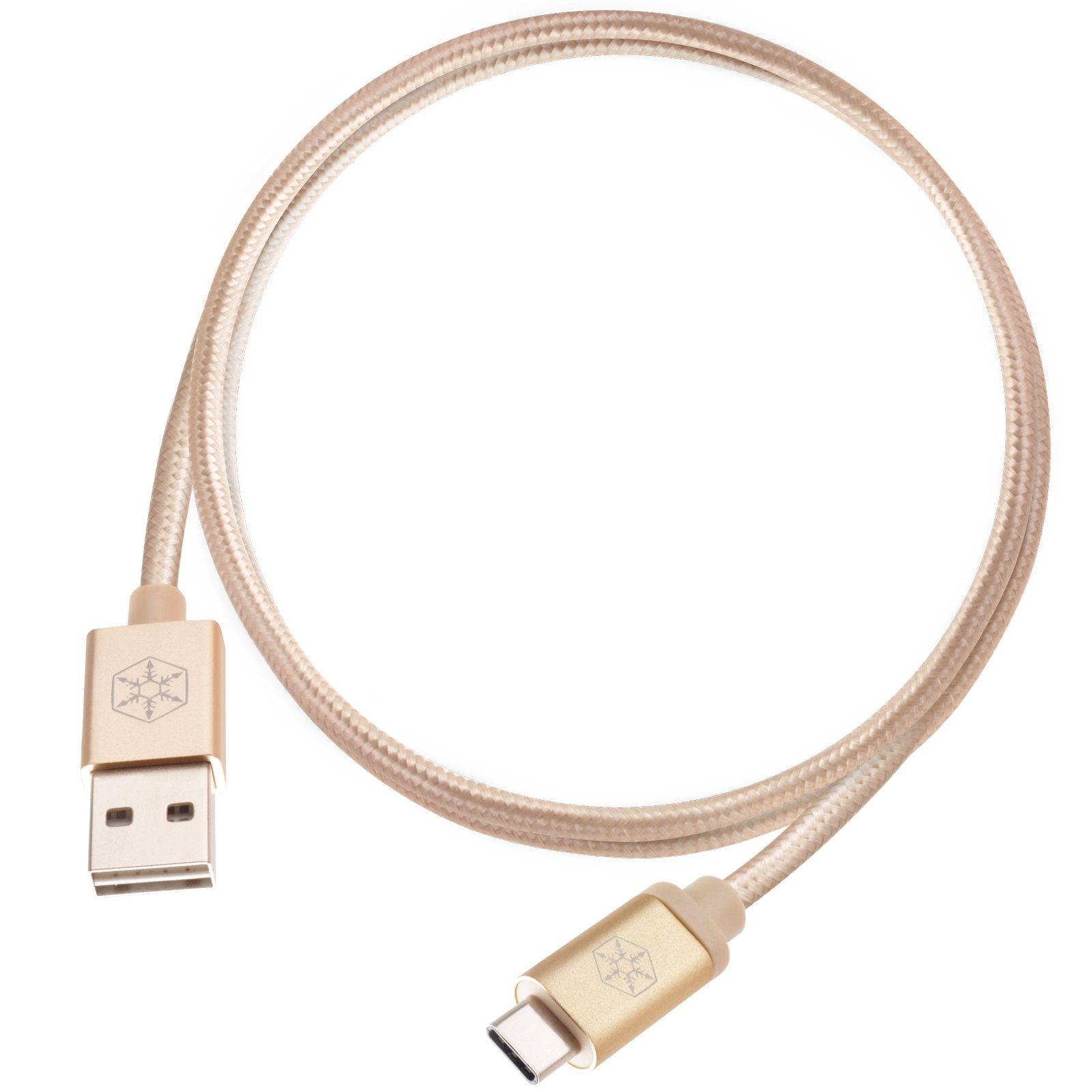 Reversible USB-A to USB TYPE-C cable,1 meter, Nylon Braided and aluminum shell, Gold