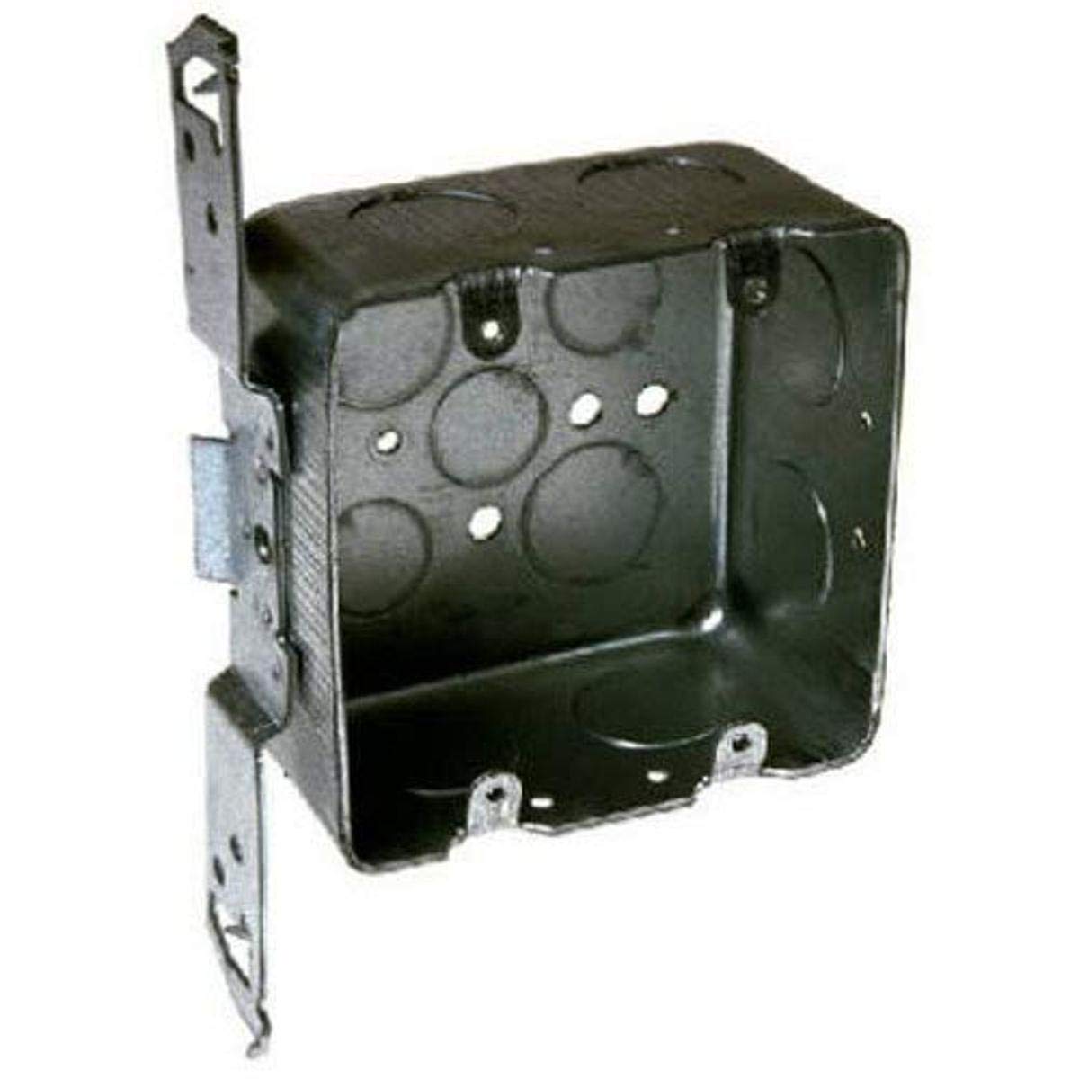 Hubbell-Raco 685 2-Device, 2-1/8-Inch Deep, 1/2-Inch And 3/4-Inch Side Knockouts, Wood/Metal Stud Bracket 4-Inch Square Switch B