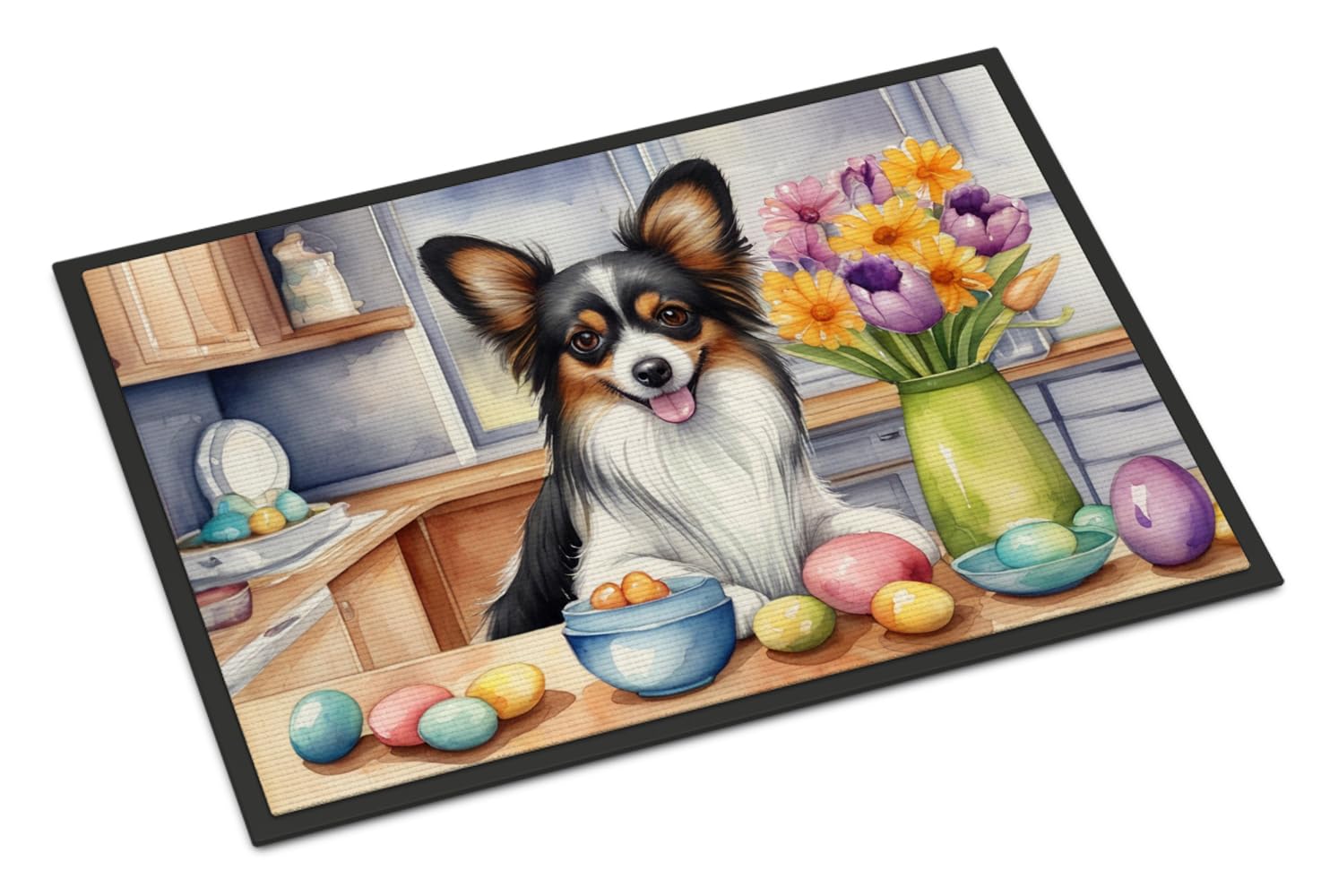 Carolines Treasures DAC6865MAT Decorating Easter Papillon Doormat Front Door Mat Indoor Outdoor Rugs for Entryway, Non Slip Washable Low Pile, 18H X 27W