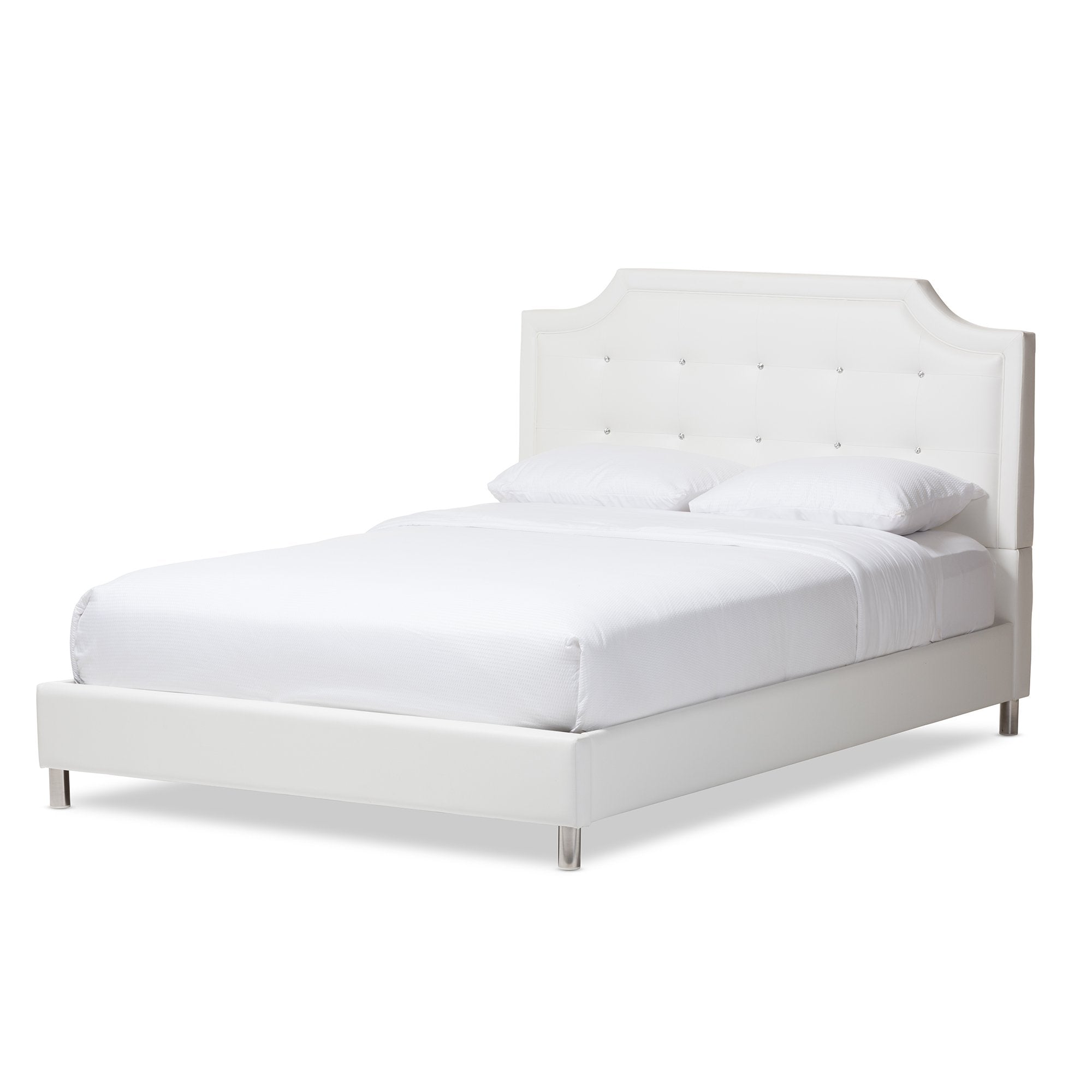 Baxton Studio Carlotta Modern Bed With Upholstered Headboard, Full, White