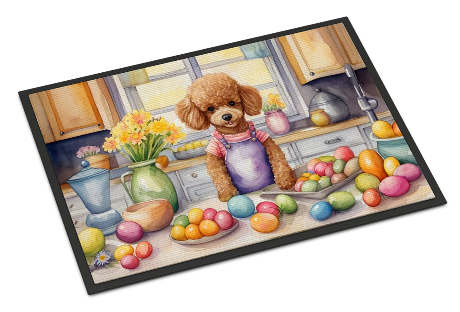Carolines Treasures DAC6879MAT Decorating Easter Poodle Doormat Front Door Mat Indoor Outdoor Rugs for Entryway, Non Slip Washable Low Pile, 18H X 27W