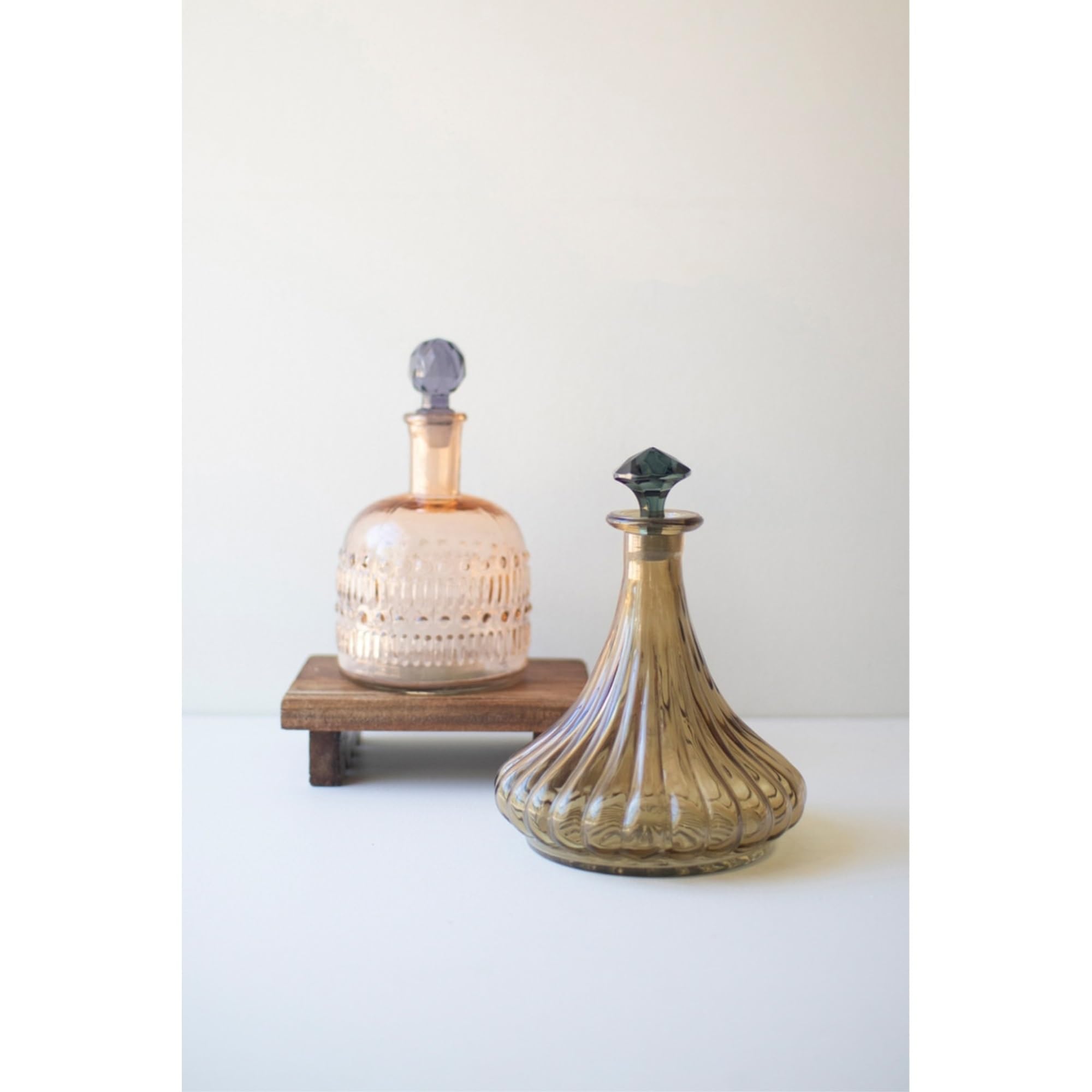 SET OF TWO GLASS DECANTERS - ONE EACH DESIGN