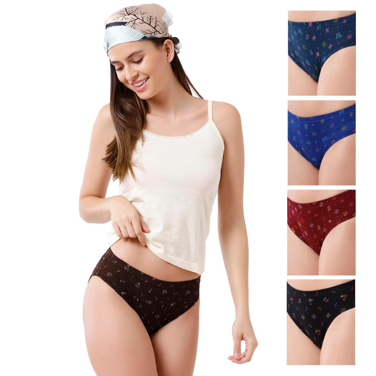 Rupa Jon Printed Panties For Women | 100% Cotton Fabric | Anti-Bacterial Printed Briefs | Women Innerwear | Pack Of 5