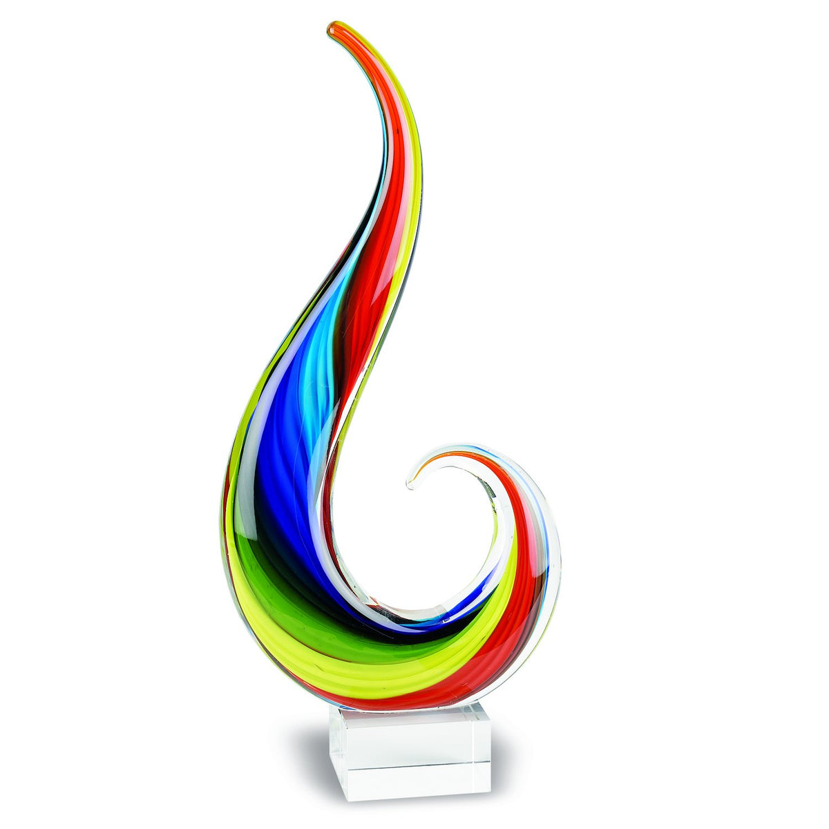 Badash Rainbow Note Murano-Style Art Glass Centerpiece - 12 Tall Mouth-Blown Glass Sculpture On Crystal Base - Contemporary Ho