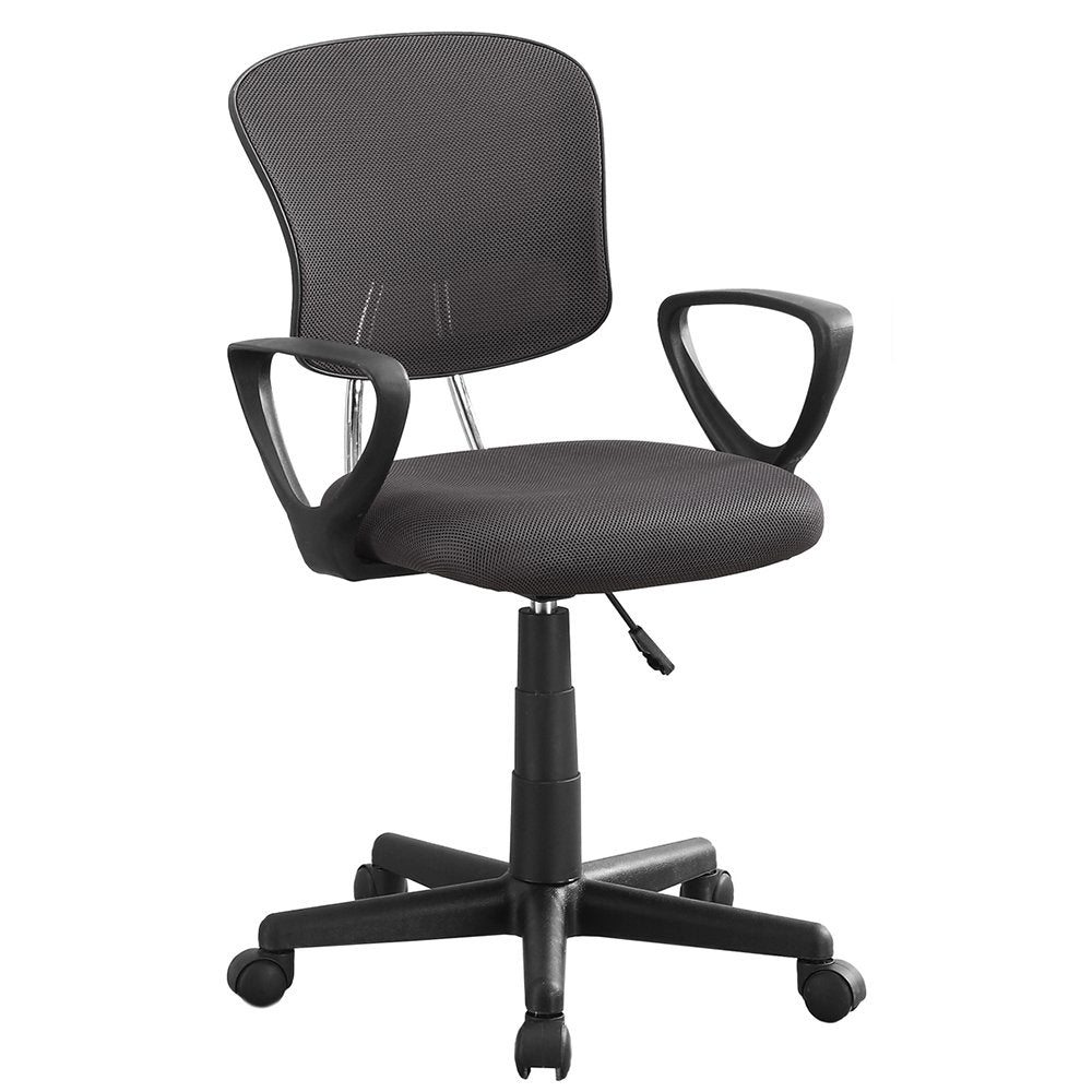 Office Chair, Adjustable Height, Swivel, Ergonomic, Armrests, Computer Desk, Work, Juvenile, Metal, Mesh, Grey, Black, Contemporary, Modern