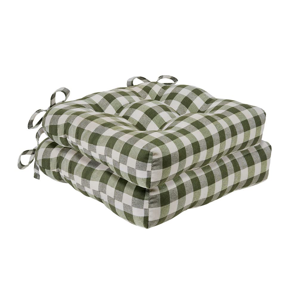 Buffalo Check Tufted Chair Seat Cushions -  - Set of Two