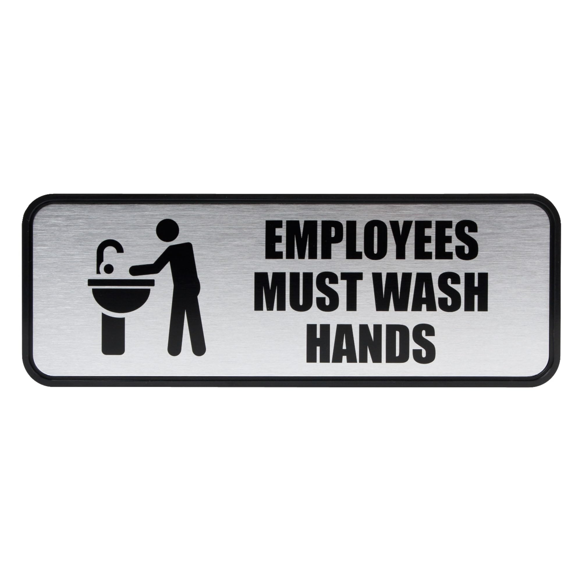 Cosco Business Sign, Brushed Metallic, Employees Must Wash Hands, 9' X 3' (098205)