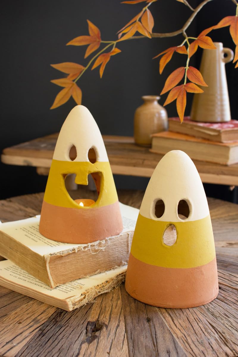 Kalalou Set Of Two Candy Corn Lanterns