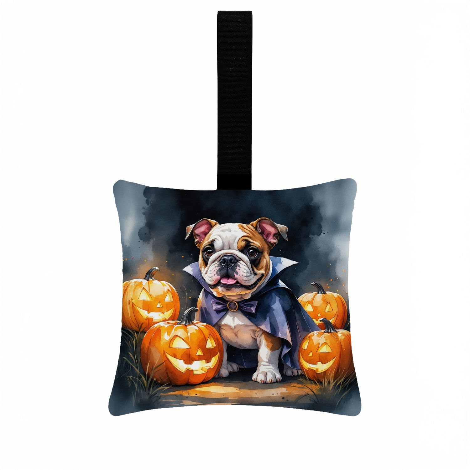 Carolines Treasures English Bulldog Puppy Halloween Mini Hanging Pillow Ornament 3.5  3.5 Decorative Door-Knob & Tree Hanger, Soft Fabric Cushion