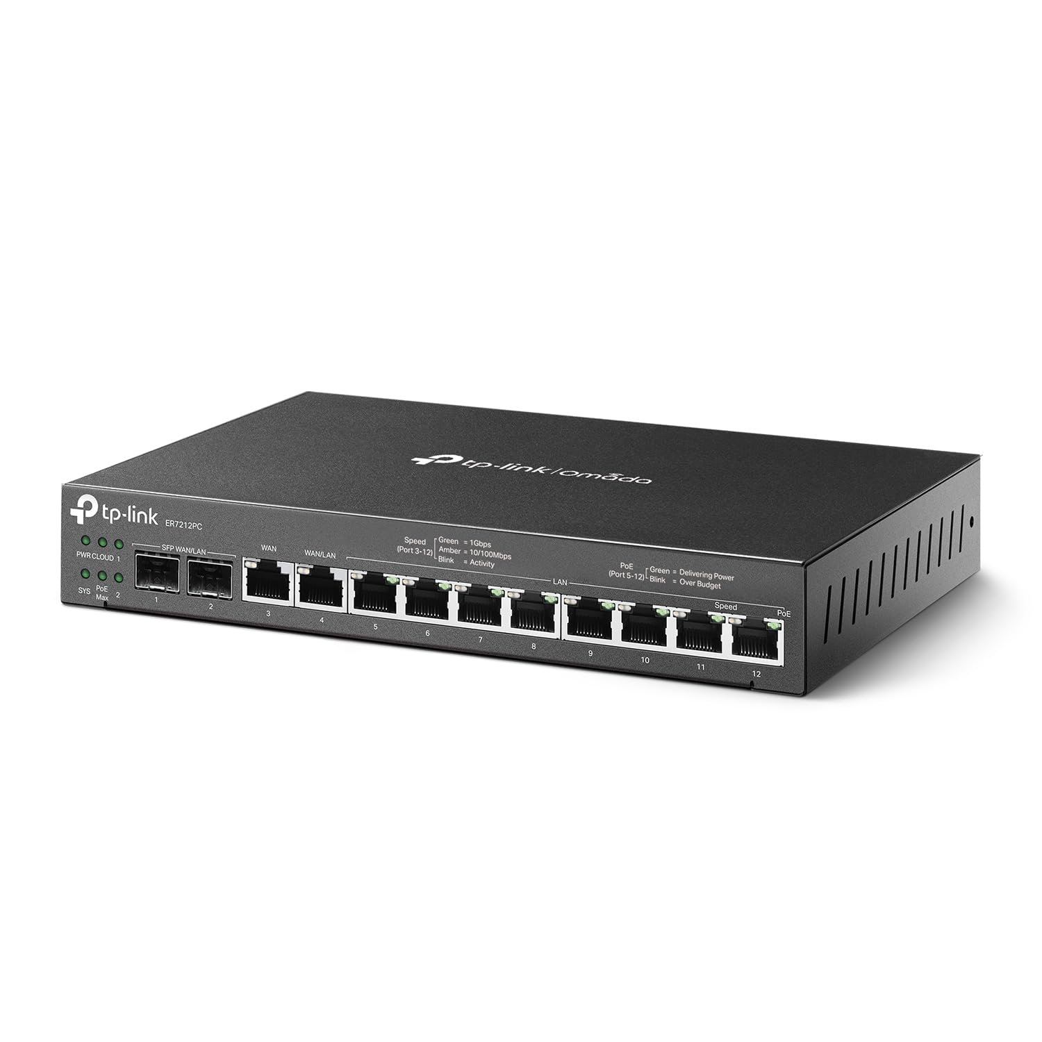 TP-Link ER7212PC | Omada Router, PoE Switch & Controller 3-in-1 Gigabit VPN Router | Up to 4 WAN | 8 PoE+ LAN Port @ 110W | Fanless | Easy Installation | Load Balance