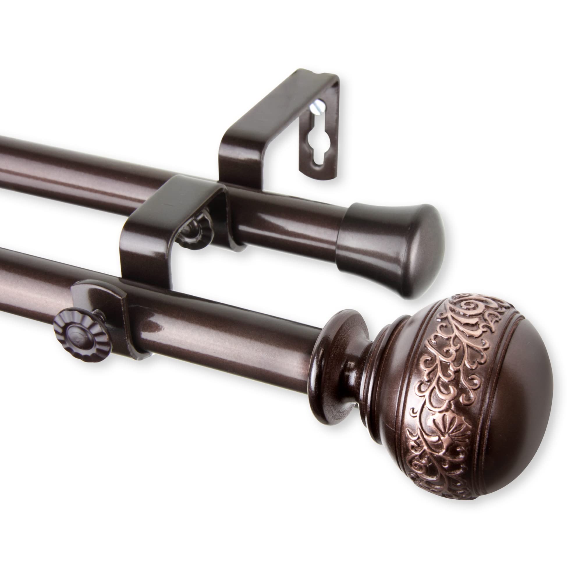 Caliendra Double Curtain Rod 3/4 inch dia. 28-48 - Cocoa