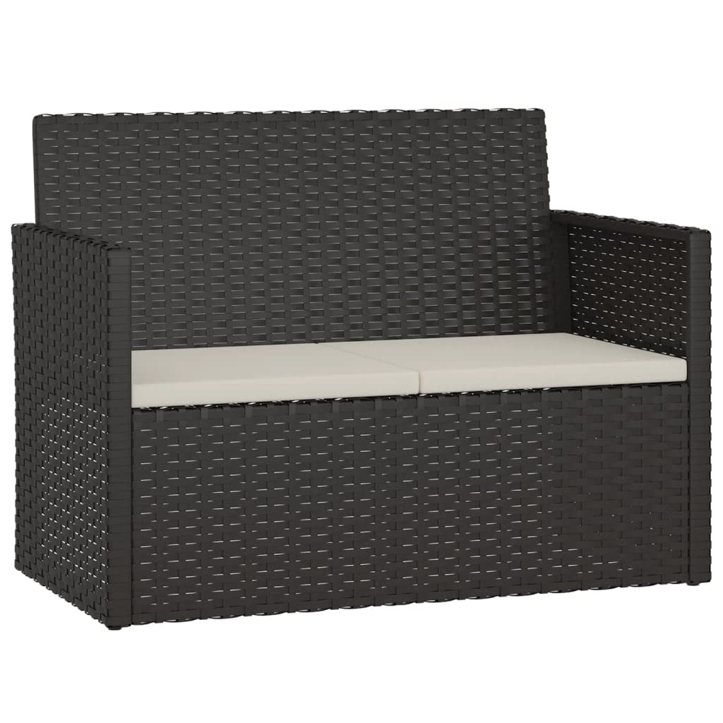 vidaXL Patio Bench with Cushions Black 41.3 Poly Rattan