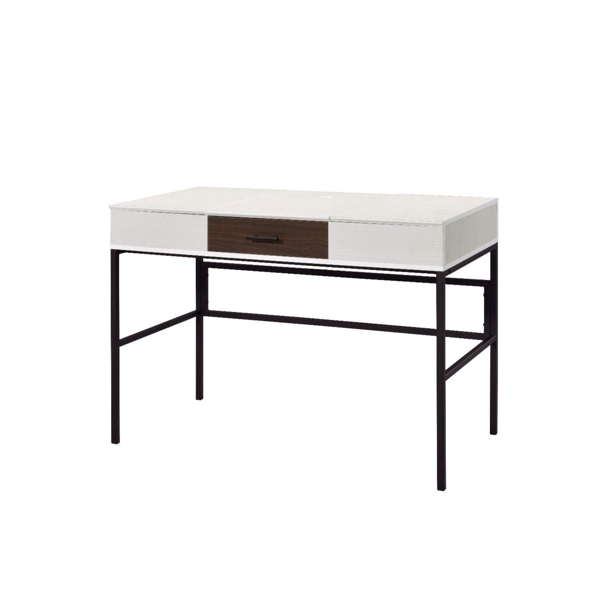 Casafoyer Verster Wooden 1-Drawer Writing Desk with USB Port in Natural and Black