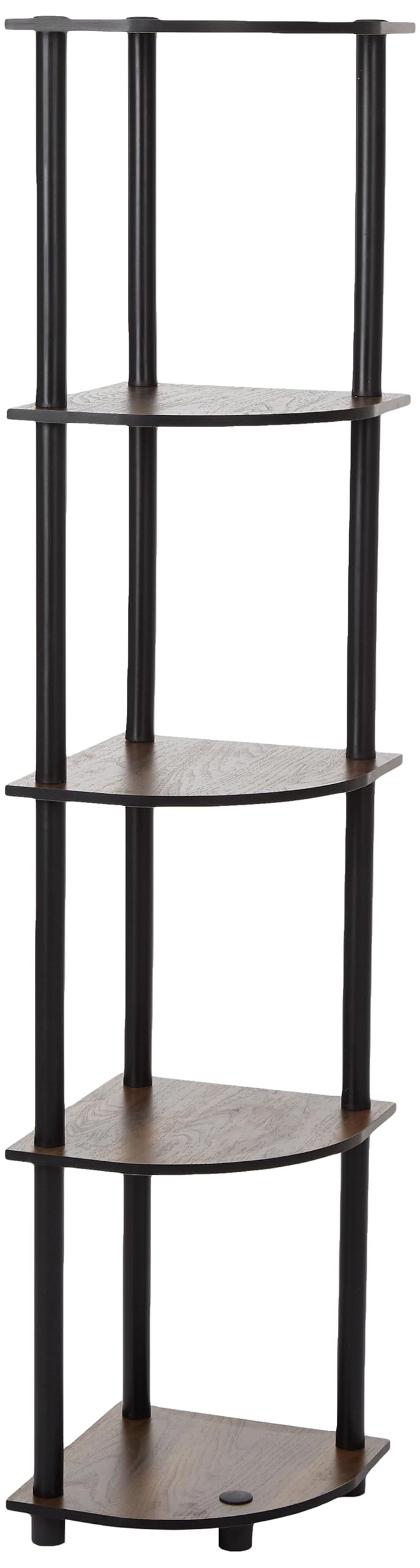 Furinno 99811 Turn-N-Tube 5 Tier Corner Display Rack Multipurpose Shelving Unit, Columbia Walnut/Black