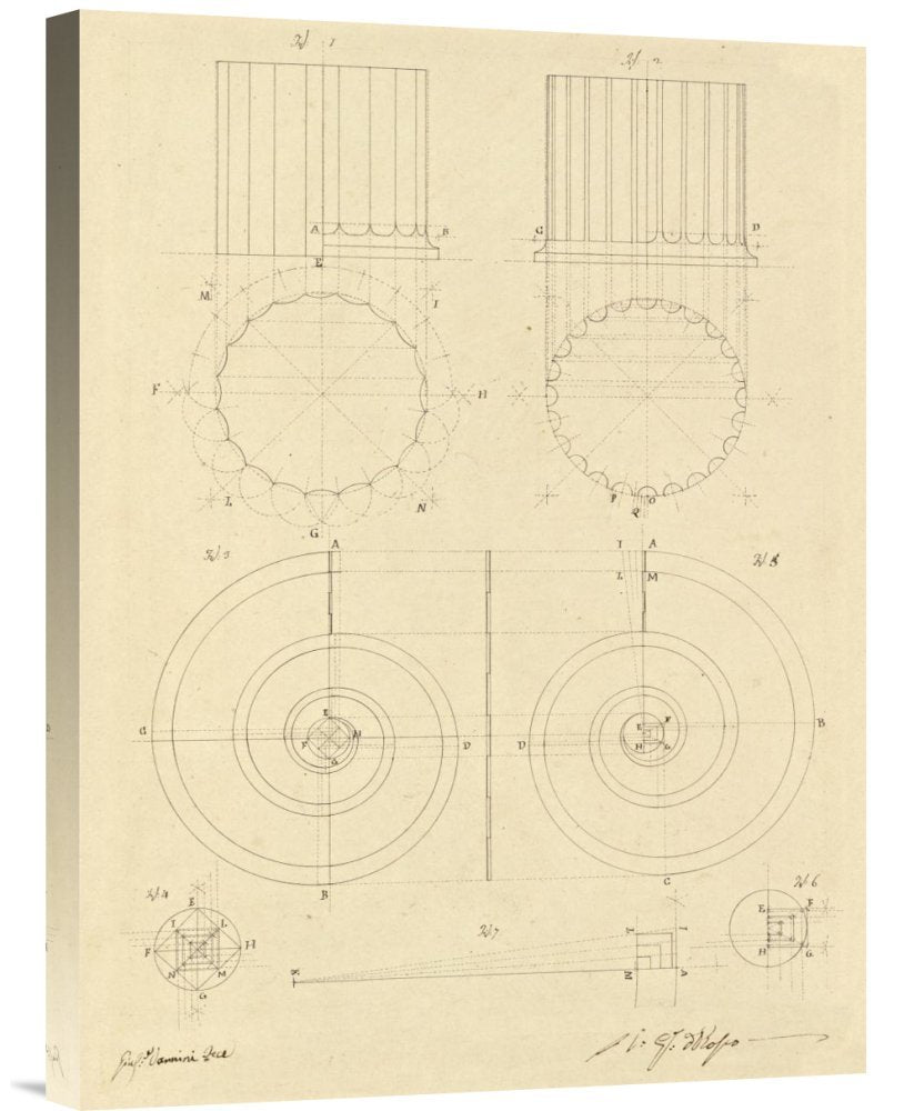 Plate 6 for Elements of Civil Architecture, ca. 1818-1850-Canvas Art-18x24”