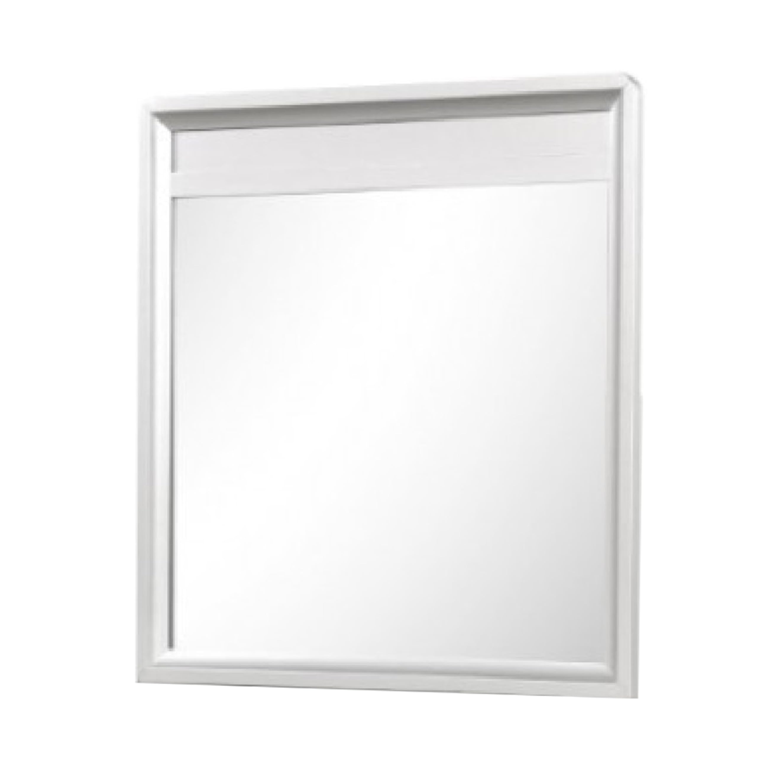 Broy 40 Inch Dresser Mirror, Champagne Gray Wood, Rounded Edges